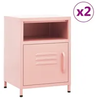 VidaXL Nachttische 2 Stk. Rosa 35x35x51 cm Stahl