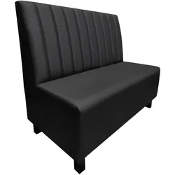 SCHMIDT | Gastrobank mit Fuß | B:H 120 x 103 cm | Schwarz | Gestreift mit Doppelnaht | Leder