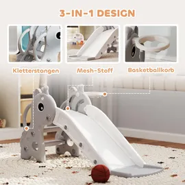 aiyaplay Rutsche 3 in 1 mit Basketballkorb Grau