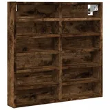 vidaXL Vitrinenschrank, Sammlervitrine 12 Ablagen, Hängevitrine Wandregal für Wohnzimmer, Glasvitrine Wandvitrine Hängeregal, Räuchereiche Holzwerkstoff