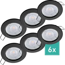 Oktaplex lighting 6er Set Oktaplex Einbaustrahler 3-Step dimmbar inkl. LED Modul 3000K warmweiß - Deckenspots Schwarz - Schwarz