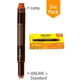 Online Schreibgeräte Tintenpatronen für Füller 17174/12 orange, 5 St.