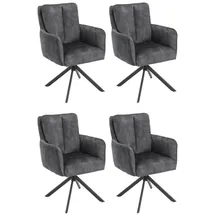 ronald verdult Polsterstühle 4er Set ALEX, Anthrazit - Schwarz - Stoffbezug - Metallgestell - 180 Grad drehbar - 4er Set