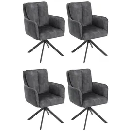 ronald verdult Polsterstühle 4er Set ALEX, Anthrazit - Schwarz - Stoffbezug - Metallgestell - 180 Grad drehbar - 4er Set