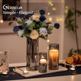 luxuskollektion Graue Glasvase Zylinder Vase Set Moderne