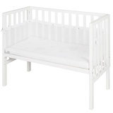 roba Beistellbett safe asleep® 2 in 1-45 x 90 cm + Canvas Barriere - Mesh Umrandung - Bett Set für Babys - Holz weiß