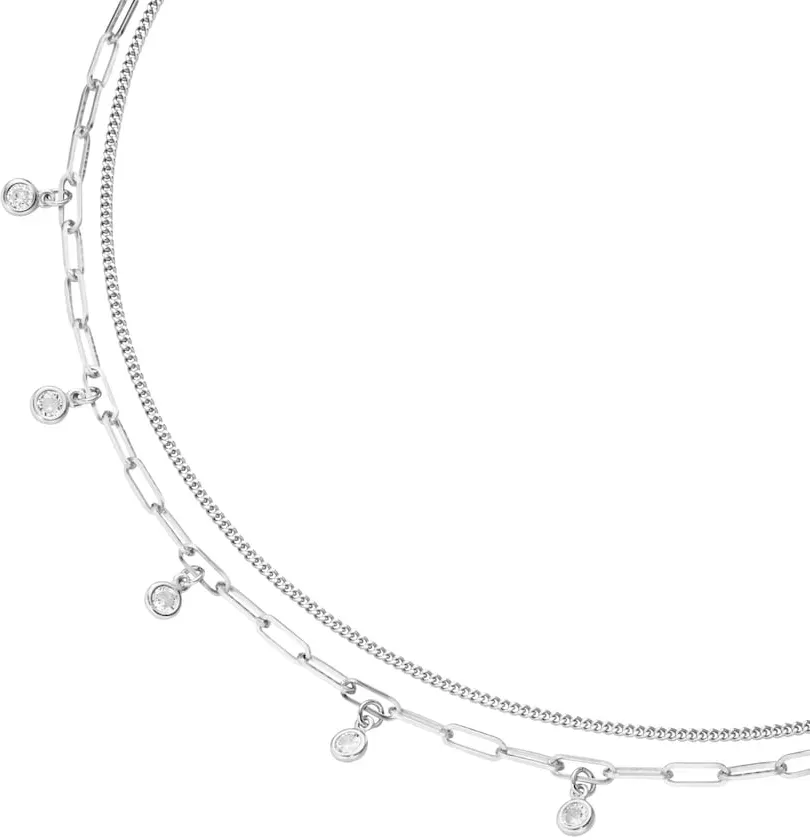 Smart Jewel Collier Layering Collier, Zirkonia Steine, Silber 925 Ketten   Silber Damen