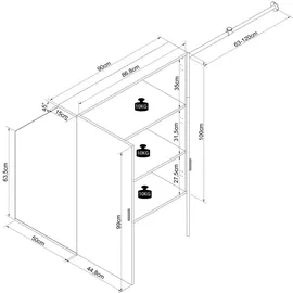 VCM Dacho L 90 x 50 x 100 cm Weiß