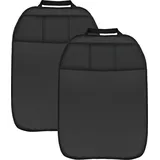 L & P Car Design 2 Stück Rückenlehnenschutz Sitzschoner Lehnenschutz Hecksitzschoner Kunstleder mit 3 Taschen - Schwarz