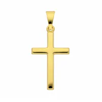 Kreuzkette ADELIA ́S "Halskette - Kreuzkette mit Kreuz Anhänger aus 585 Gold", gold, Halsketten, Damen, Gelbgold 585 Gold, Gelbgold 585, Gold, Kreuzkette, Schmuckset mit bis 45 cm stufenlos verstellbarer 925 Silber Halskette