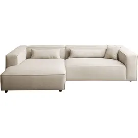 LeGer Home by Lena Gercke Ecksofa »PIARA XXL, Big-Sofa in Cord oder Leinenoptik, L-Form, mit Kedernaht«, wahlweise Ottomane rechts/links, schwarze Füße, extra tiefe Sitzfläche,