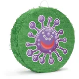 Lumaland Pinata "Beat The Virus", Set inkl. Schläger & Augenbinde Individuell befüllbar 50x50x15 cm bunt|grün|lila 50 cm x 50 cm x 15 cm