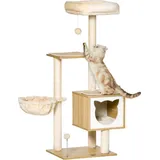 PawHut Katzenkratzbaum Spanplatte Sisal Kurzplüsch Beige 48 x 40 x 126 cm