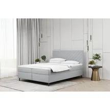 Fun Möbel Boxspringbett Schlafzimmerbett BONITA 180x200cm in Stoff Matt Velvet Hellgrau - Violett