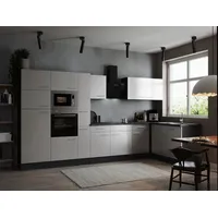 Respekta Winkelküche L-Form 370 cm Grau Weiß