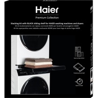Haier Premium Universal-Verbindungsrahmen für Waschmaschinen und Wäschetrockner, platzsparend, mit schwarzem Anti-Kipp-Schieberegal, ideal für Haier Waschmaschinen und Trockner der Serien 3, 5 und 7