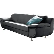 TRENDMANUFAKTUR 3-Sitzer "Rondo, Breite 207 cm, breite Armlehnen, Füße chromfarben", schwarz, B:207cm H:85cm T:94cm, Microfaser PRIMABELLE (100% Polyester);Kunstleder SOFTLUX;Struktur (54% Polyacryl, 46% Polyester);NaturLEDER (echtes Rindsleder ) in Sitz und Rücken,