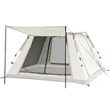 Cathpetic Camping Wurfzelt für 4 Personen Wasserdicht mit Vorzelt,Komfortabler Viertüriger Großer Raum Pop Up Camping Zelt, Wasserdicht, Winddicht,Schneefest und UV Beständig für Vier