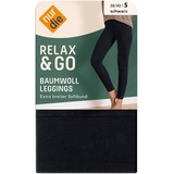 Nur Die Leggings Relax & Go Bequeme Freizeithose Stretch Baumwolle 100 DEN schwarz Gr. 40-44