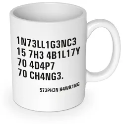 Stephen Hawking Zitat Tasse im Leet-Alphabet mit Henkel, 330ml, Keramik, weiß