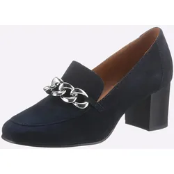 Pumps HEINE, Damen, Gr. 35, blau (marine), Leder, Veloursleder, modisch, Schuhe