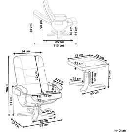 Beliani Massagesessel RELAXPRO Kunstleder 68 x 98 x 68 cm Cremeweiß mit Fußstütze und Heizfunktion
