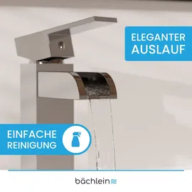 Bächlein Badarmatur Sotira fürs Bad in Bachlauf-Design, Einhebelmischer mit langlebiger Keramikkartusche und Montage-Set, Bad Wasserhahn Chrom