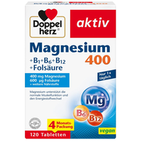 ✅Doppelherz Magnesium 400 + B1 + B6+ B12 + Folsäure Sport Muskeln 120 Tabletten✅