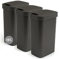 Hausfelder Mülleimer 10l mit Deckel in schwarz, 3er Set,