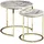 KADIMA DESIGN Moderne Marmor-Beistelltische, 2er Set, Goldene Gestelle, 50/35 cm