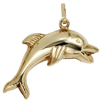 Schmuck Krone Perlenanhänger Anhänger springender Delfin 333 Gold, Gold 333 goldfarben