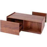 Mendler Couchtisch HWC-J78, Wohnzimmertisch Beistelltisch Sofatisch, Schublade, MDF 110x50x40cm ~ Walnuss-Optik