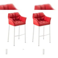 CLP 2er Set Barhocker Damaso Kunstleder mit Vierfußgestell rot/weiß
