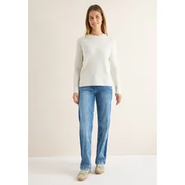 Cecil Strickpullover CECIL, Damen, Gr. M (40), eggshell melange, Web, 37% Baumwolle, 34% Polyacryl, 26% Polyester, 3% Elasthan, unifarben, normal normal, Rundhals, Pullover Strickpullover, mit Strukturdetails