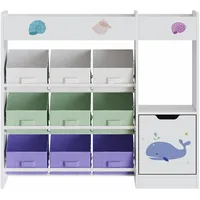 [en.casa] Kinderregal Søndreland 80 x 90 x 30 cm weiß türkis Aqua Dream Motiv