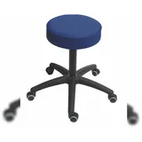 PROREGAL Drehhocker Indianapolis | Sitzhöhe 50-69cm | Ø 63cm | Tragfähigkeit 110kg | Kunstleder-Sitz | Kunststoff-Fußkreuz mit Rollen | Atollblau