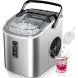 euhomy Eiswürfelmaschine, klein, 9 Würfel in 6 Minuten bereit, 12 kg/Tag, selbstreinigend, tragbare Eismaschine mit Tragegriff, Korb und Schaufel, 2 Größen von Eiswürfeln, für Zuhause, Küche, Büro