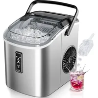 euhomy Eiswürfelmaschine, klein, 9 Würfel in 6 Minuten bereit, 12 kg/Tag, selbstreinigend, tragbare Eismaschine mit Tragegriff, Korb und Schaufel, 2 Größen von Eiswürfeln, für Zuhause, Küche, Büro
