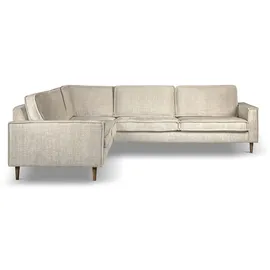 Home Affaire Ecksofa HOME AFFAIRE "Pinto Skandi, 290 cm, Chenille, Struktur, Ottomane links / rechts", beige (creme), B:290cm H:89cm T:250cm, 100% Polyester, Sofas, Ecksofa, mit Keder, Massivholzfüße Eiche geräuchert, Wellenunterfederung