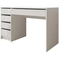 Mirjan24 Schreibtisch, Weiß, Weiß Hochglanz, Holzwerkstoff, 5 Schubladen, Rechteckig, 120x76x55 cm, Arbeitszimmer, Schreibtische, Bürotische