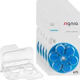 30 Siemens Signia Hörgerätebatterien PR44 blau 675 + Transportbox für 2 Zellen