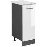 Vicco Apothekerschrank R-Line, AP Marmor, Weiß Hochglanz/Anthrazit - Weiß