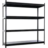 Proregal Profi Schwerlastregal Metallböden HERCULES schwarz 200x200x60cm, 4 Stahlplatten-Ebenen, Fachlast 400kg, Metallregal Lagerregal