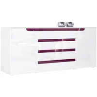 Vladon Sideboard, Weiß Hochglanz, 166x72x35 cm, Wohnzimmer, Kommoden &