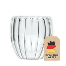 Intirilife Doppelwandiges Thermo Glas Striped Style 0,19 l