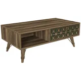 moebel17 Couchtisch Walnuss Dunkelgrün, B/H/T: ca. 110x41.6x60 cm - walnuss, dunkelgrün