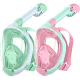 X99 Schnorchelmaske Vollmaske,180-Grad-Sicht Anti-Fog Tauchmaske mit Sportkameras Kompatible, Taucherbrille für Kinder