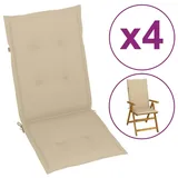 vidaXL Gartenstuhlauflagen für Hochlehner 4Stk. Beige 120x50x3cm Stoff