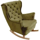 DomoHome Schaukelsessel, Salbeigrün, Holz, Echtholz,Buche, Rechteckig, 81x102x95 cm, Wohnzimmer, Sessel, Schaukelstühle
