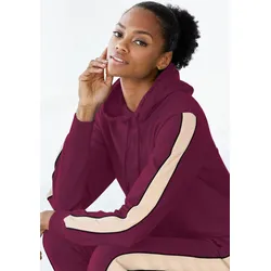 s.Oliver Hoodie, mit Kontrast Einsätzen, Loungewear, Gr. 44/46, dunkelrot, , 79553566-44